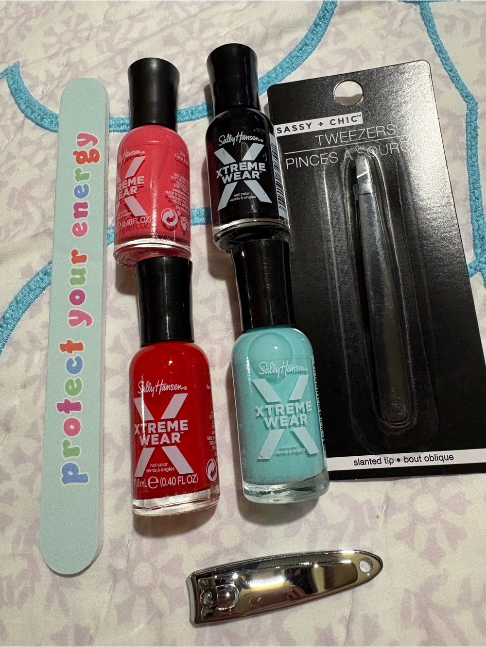 Sally Hansen Xtreme Wear Nail Polish Set - Red, Pink, Black, Mint